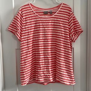 pink and white t shirt